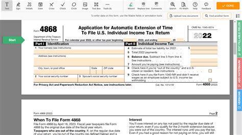 irs tax extension form 2022 4868